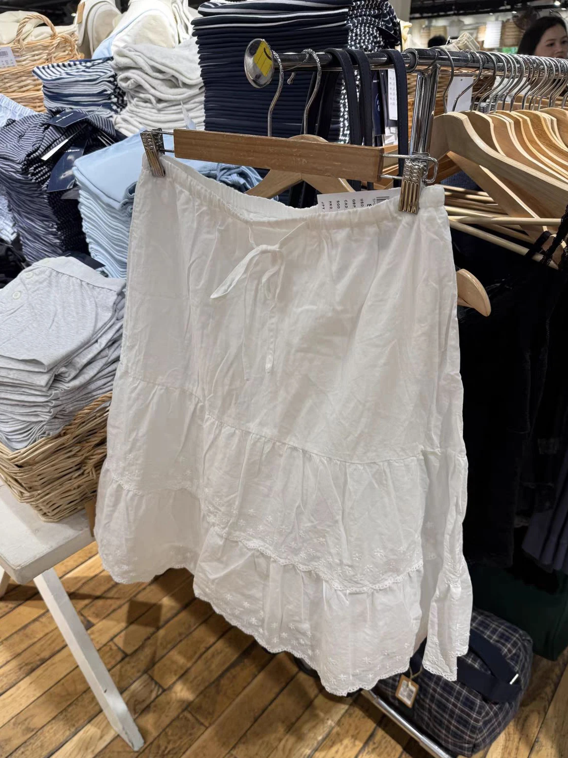 Faldas por debajo de la rodilla con cordón y dobladillo bordado Floral para mujer, Faldas de algodón con adornos de encaje de cintura baja, falda de estilo pijo dulce, novedad