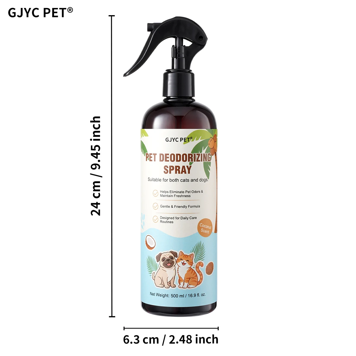 500ml Natural Pet Deodorizing Spray Coconut Scent Long Lasting Pet Safe Odor Eliminator Refreshing for Dogs Cats Daily Grooming