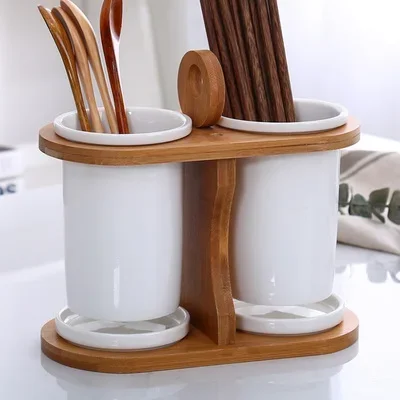 Kitchen Dining&Bar Ceramic knife and fork storage rack Porous drainage box Tableware supplies