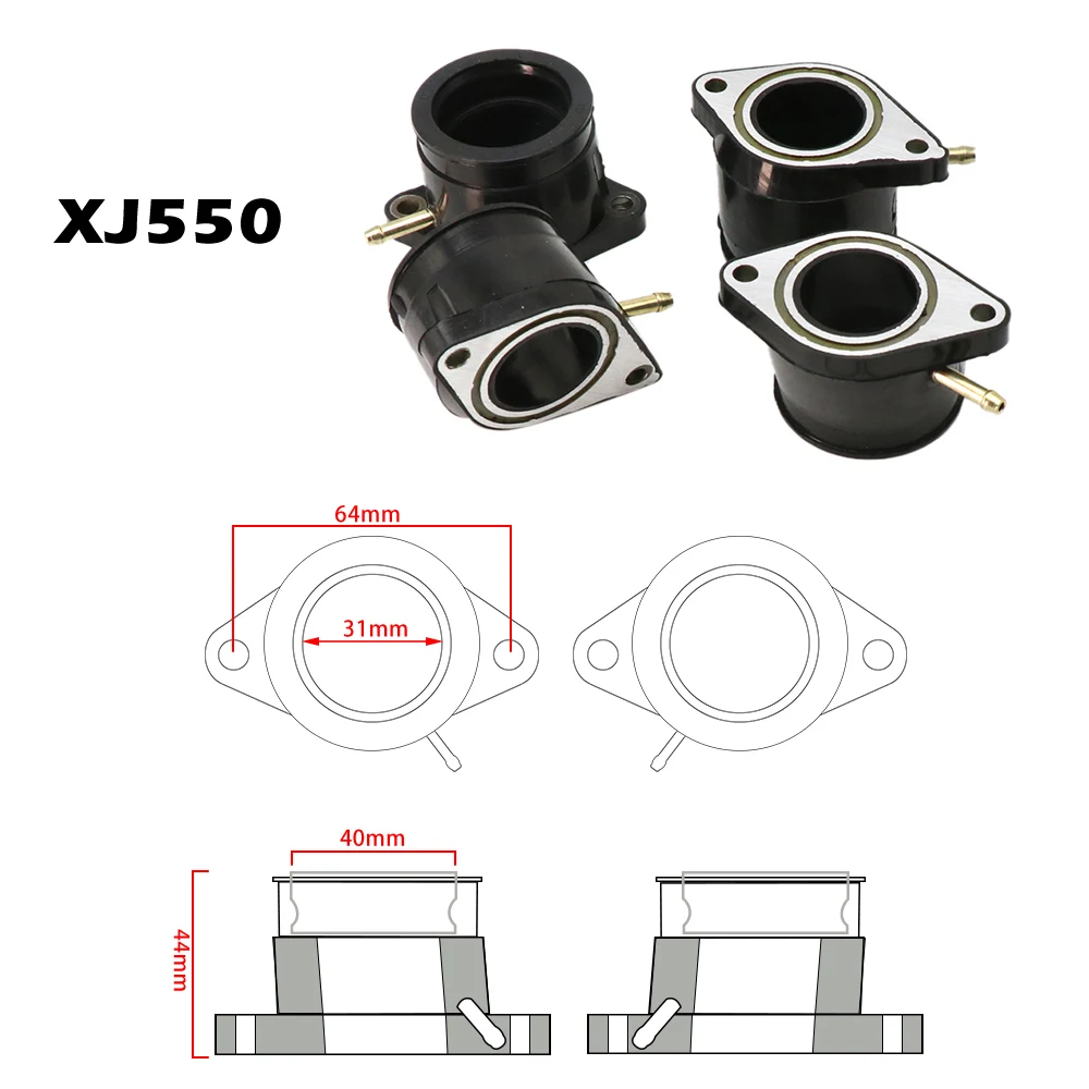 ZS Racing 4pcs Motorcycle Carburetor Carb Intake Manifold Joint Boot For Yamaha XJ550 Maxim XJ550R Seca 1981 1982 1983