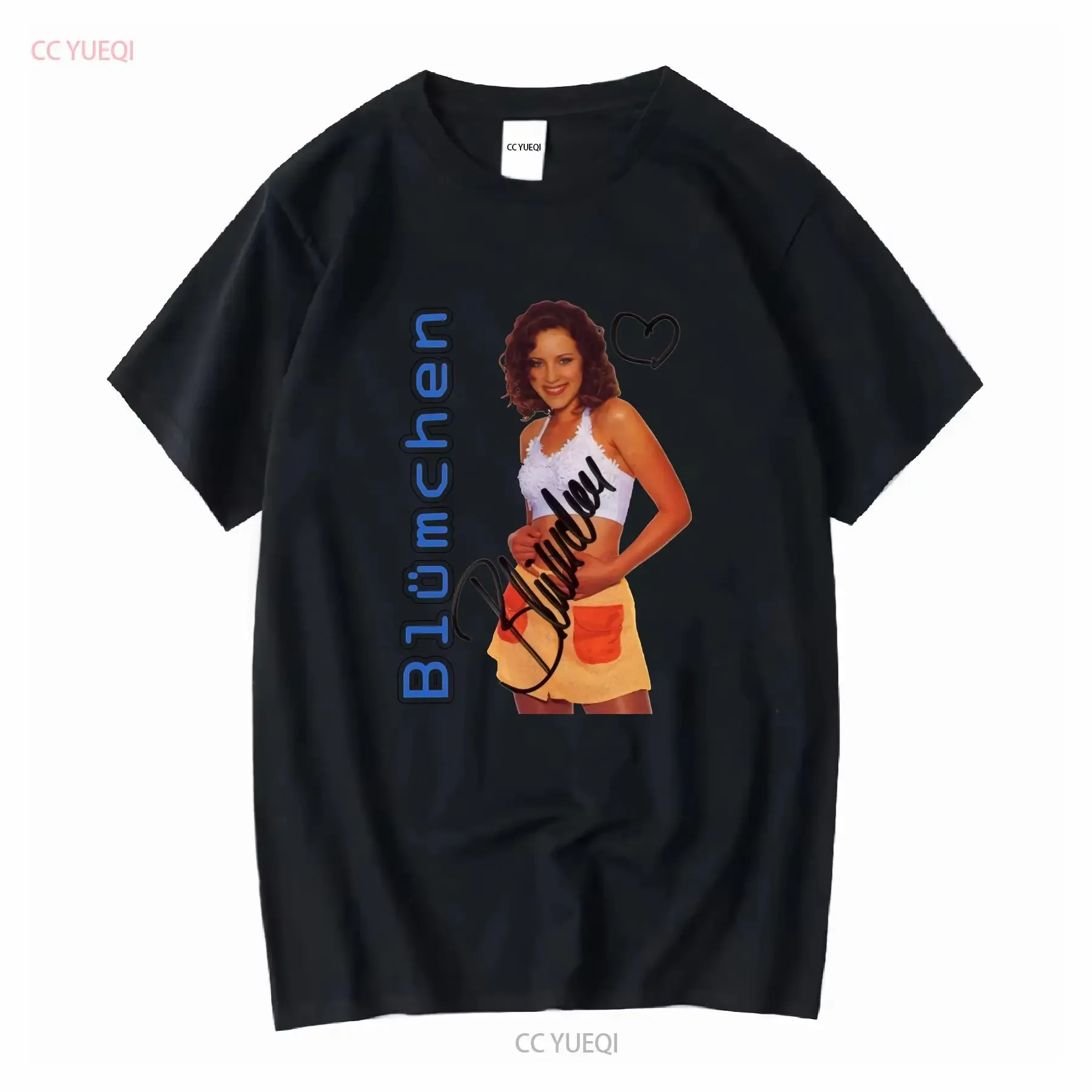 Retro Blumchen Jasmin Wagner signiertes T-Shirt, klassisch, weiß, lange Ärmel, Vintage, gewaschen, vielseitig, atmungsaktiv, lässig