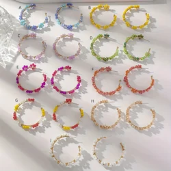 Boho Resort Style Handmade Artificial Crystal Beaded Wreath Earrings, Stylish Sunflower Design Suitable for Everyday Wear