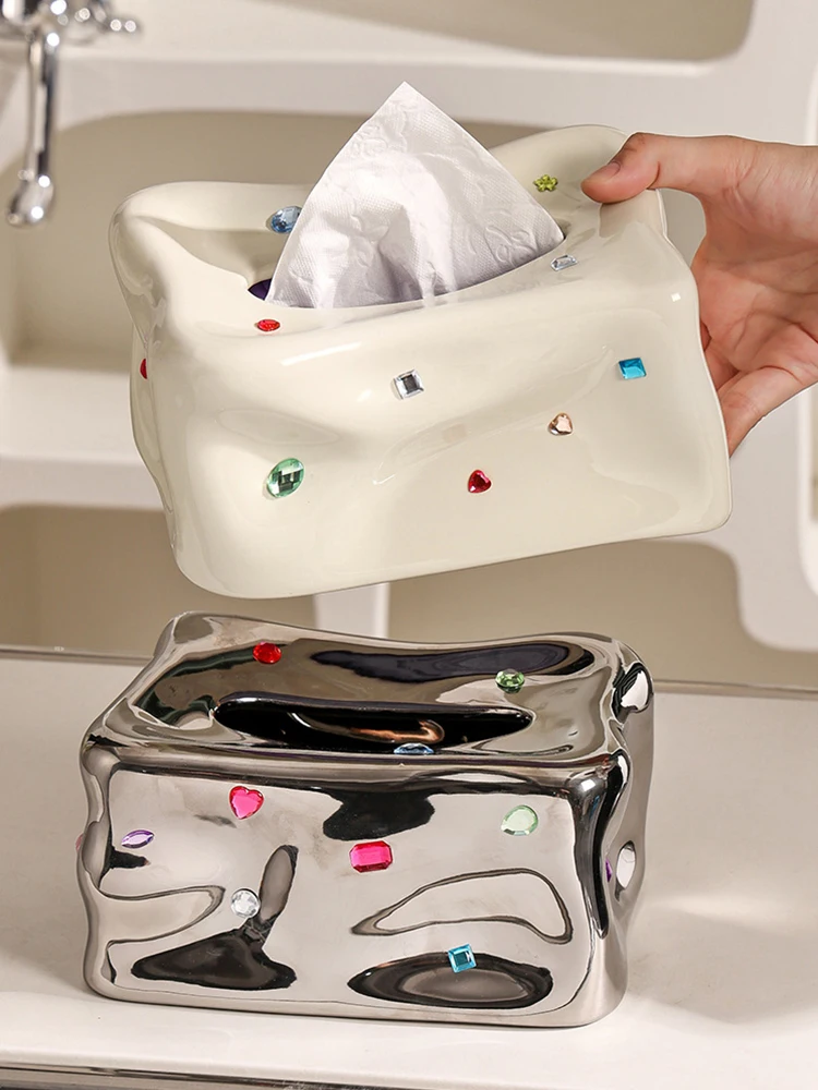 

Настольный органайзер для салфеток Epeiushome Nordic Ceramic Glacier Gem: керамическая коробка для салфеток в скандинавском стиле для кофейного столика