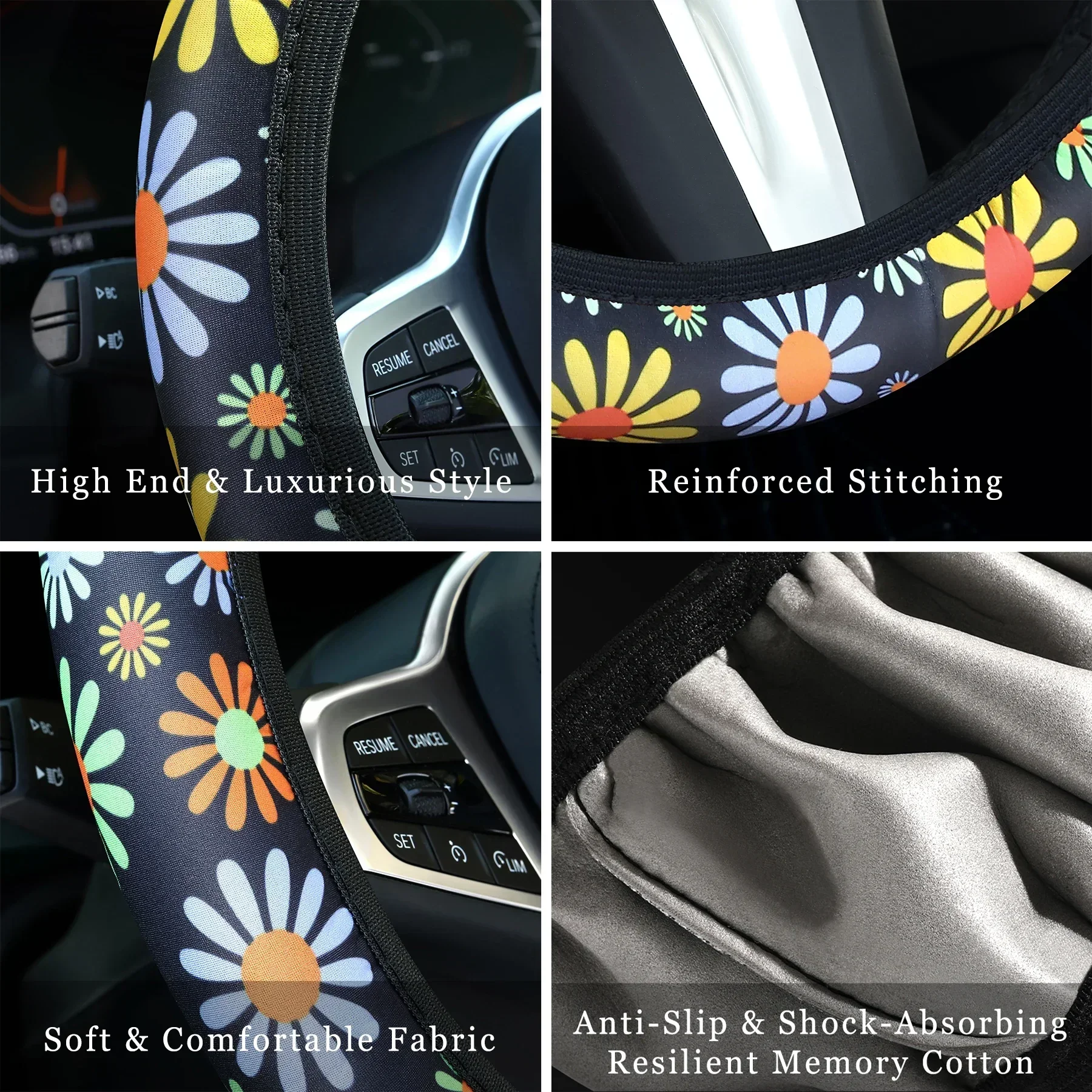 NEW Vintage Flower Cute Steering Wheel Cover Universal 15 Inch Car Accessories Protector for Women Men Girls image 4