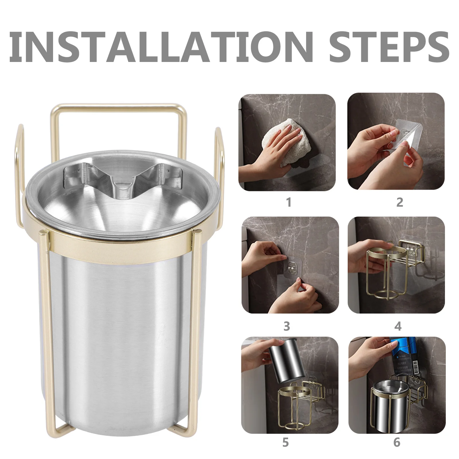 

Wall Mount Ashtray Stainless Steel Modern Windproof Cigarette Holder For Bathroom Balcony Living Room Metal Soot Box