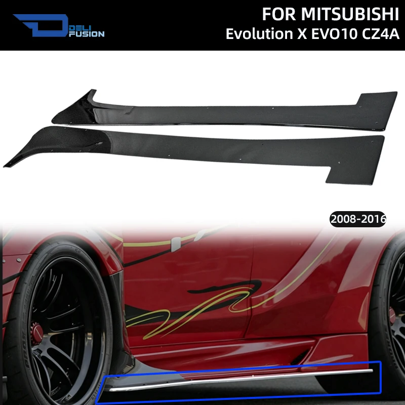 

For 2008-2016 Mitsubishi Evolution X EVO10 CZ4A VRSV2 Wide Style Side Skirts Under Board Car Body Kits Accessories
