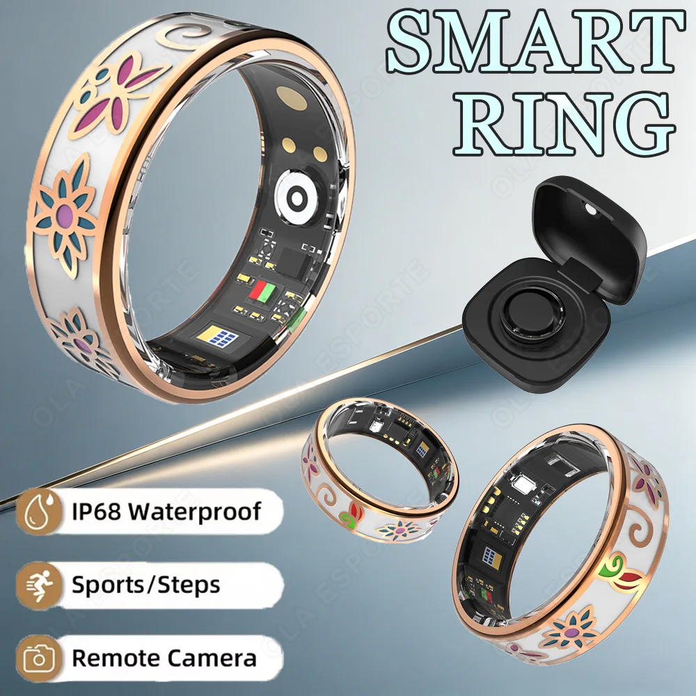 

Color Enamels Craftsmanship Smart Ring for Women Sleep Monitoring Blood Oxygen Measurement Blood Pressure Multi-sports Modes