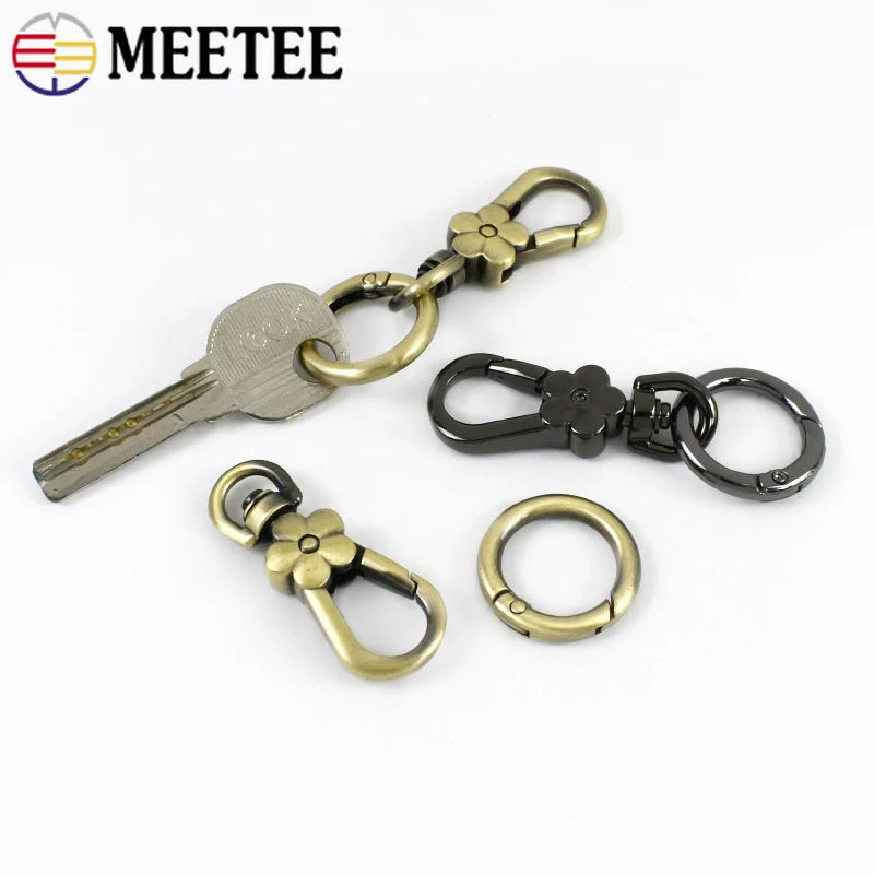 

2/5/10Pcs Flower + O Ring Metal Buckles for Sewing Backpack Keychain Spring Clasp Car Keys Bag Strap Snap Hook DIY Accessories