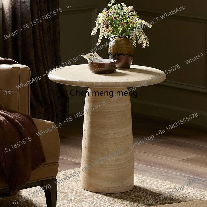 Creative art sense side table light luxury high grade imitation travertine side table leisure balcony outdoor small coffee table