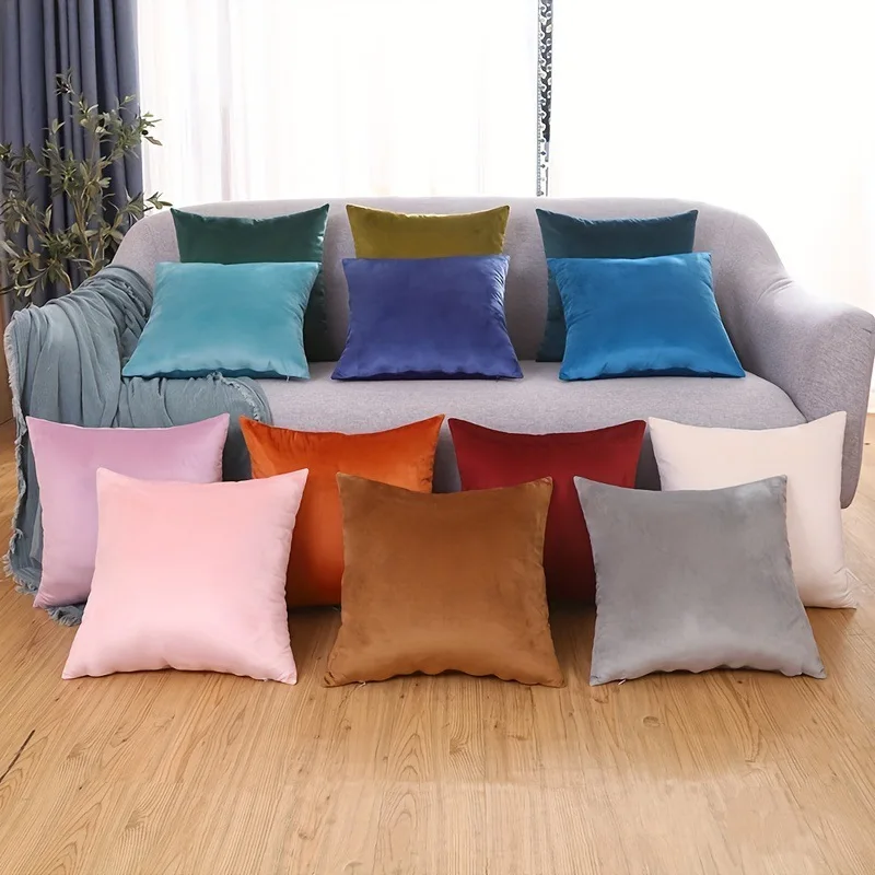 New Fashionable Twill Velvet Pillow Cover Modern And Simple Solid-color Pillow Home Living Room Sofa Bedroom Cushion Cover