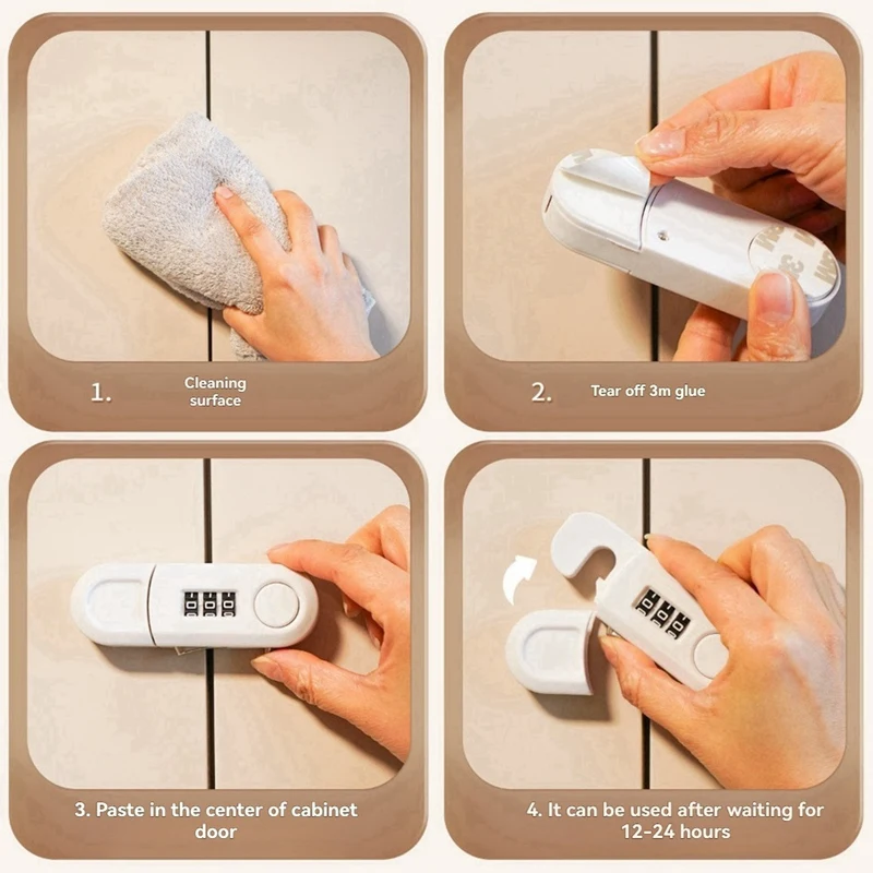 Fechadura com senha de gaveta, fechadura de segurança para porta de armário não perfurada, abertura dupla, geladeira, escritório doméstico, anti-roubo Lock-AT64
