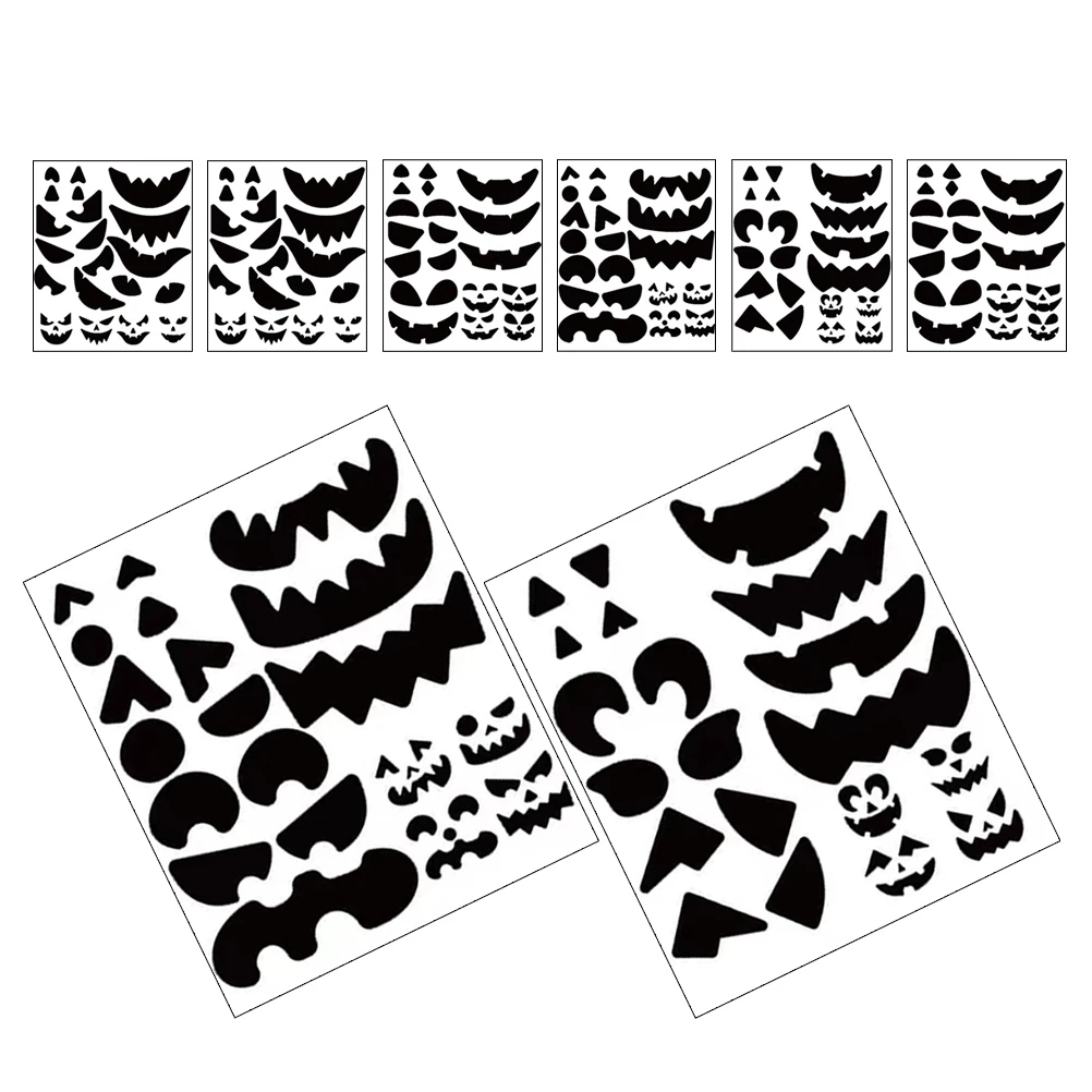 

8 Sheets Stickers Black Face Decorative Craft Kits Halloween Faces Wall Decals Halloween Foam Stencils DIY Wall Decals