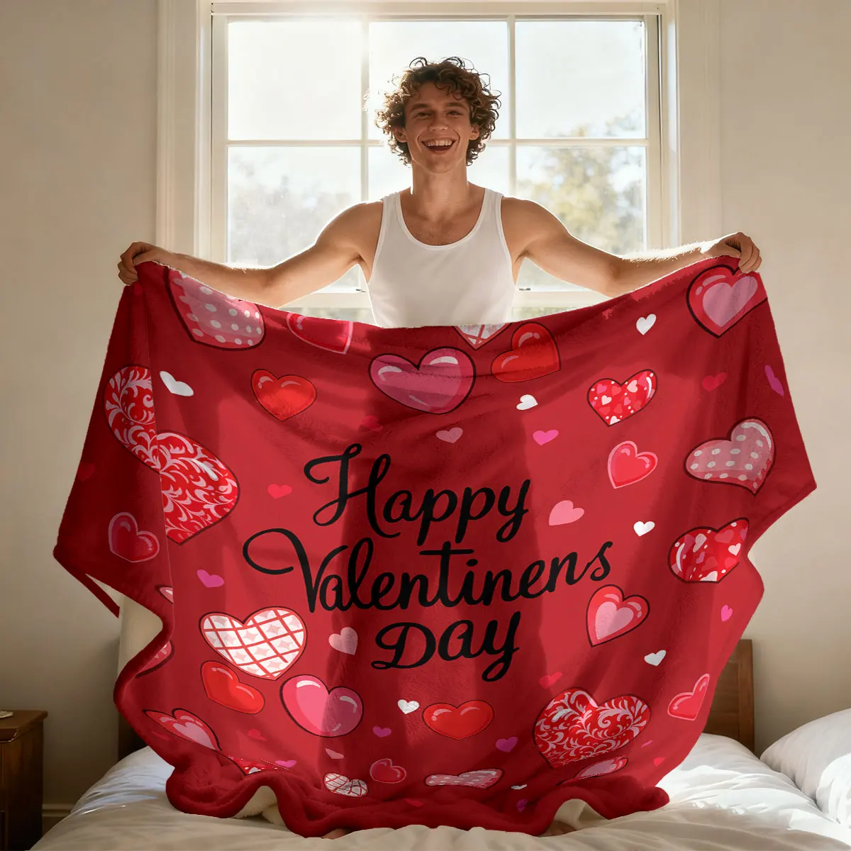 1pc Rot Romantische Liebe Gedruckt Flanell Decke Multi Größe Wohnzimmer Sofa Nickerchen Freizeit Decke Maschine Waschbar