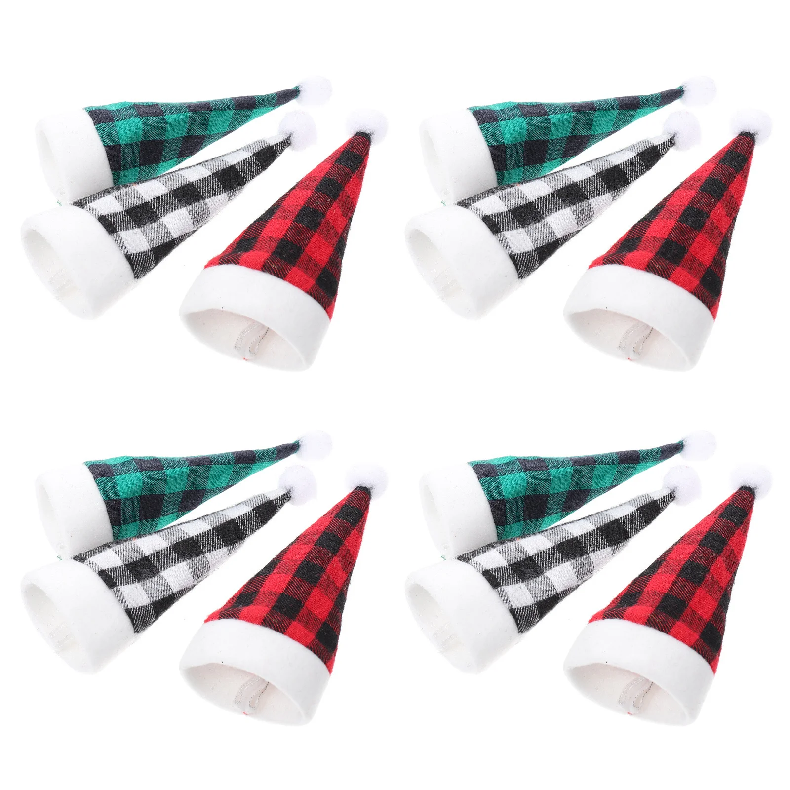 

12Pcs Xmas Hat Cutlery Bag Cloth Tableware Pouches Santa Hat Shaped Utensil Cover Dining Decor Silverware Holder for Party