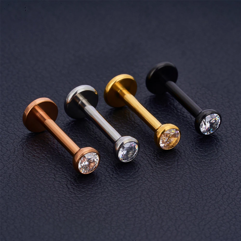 10 Stück 20/18/16g G23 Titan Piercing CZ Lippen-Labret-Ohrringe Set Lippenstecker Ring Tragus Freier Spiral-Knorpel-Schmuck für Frauen – Detail 12
