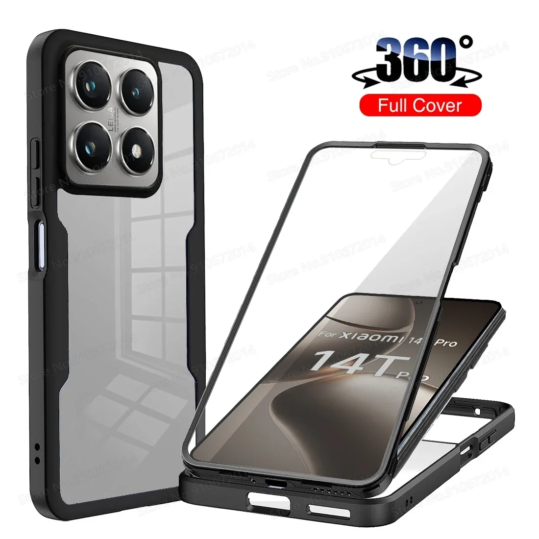 For Xiaomi 14T 13T Pro Case 360 Full Body Protection Transparent Phone Cover for Poco X6 F6 F5 M6 Pro Shockproof Cases