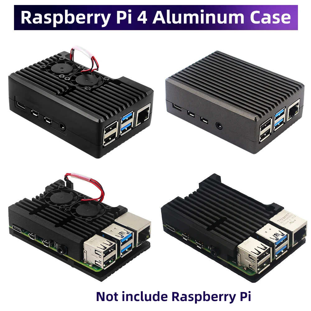 

Raspberry Pi 4 Armor Shell Aluminum Case with Dual Fan Active Passive Cooing Heatsinks Pads for Raspberry Pi 4 Model B