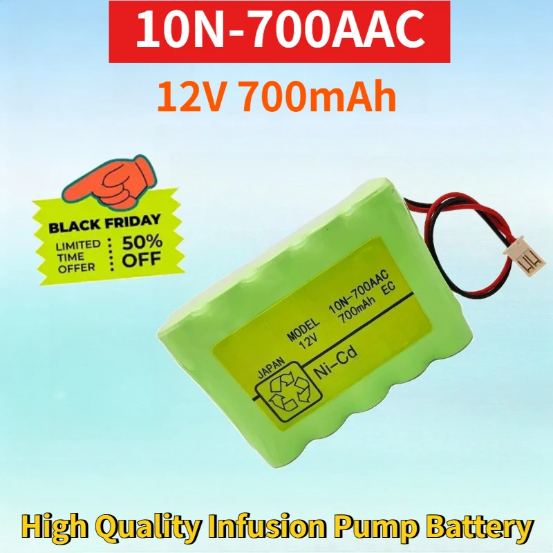 New 10N-700AAC 12V 700mAh Ni-Cd Rechargeable Battery Pack for SANYO for Cadnica High Quality High Capacity Infusion Pump Battery