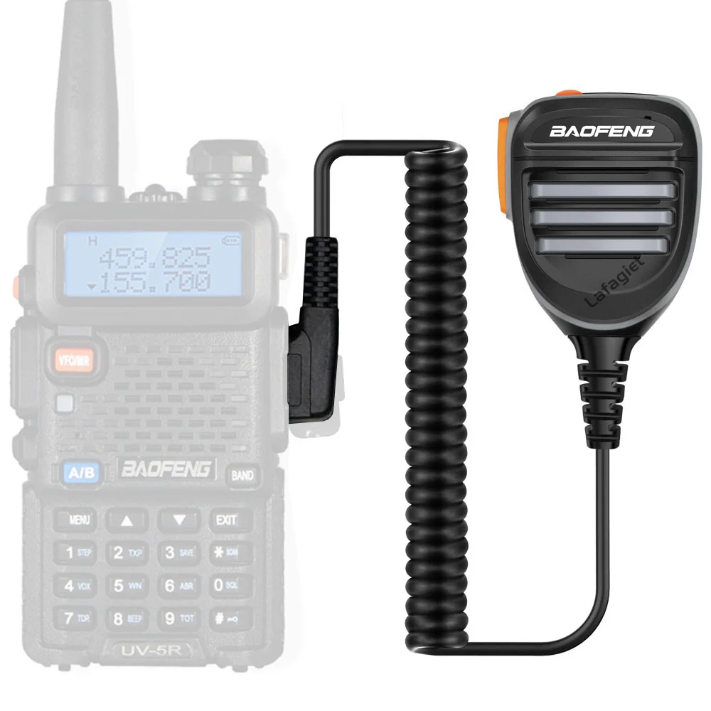 Baofeng PTT microfone à prova d\'água, microfone portátil, porta K, UV-5R, BF-888S, UV-82, UV-10R, UV-S9 Plus, UV 13 Pro, rádio em dois sentidos