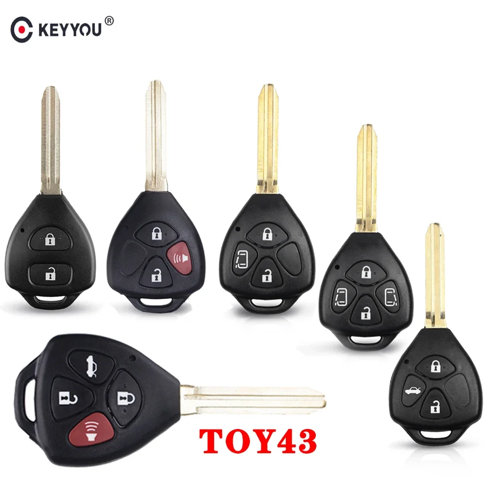 KEYYOU 2/3/4 Button Remote Car Key Case Shell FOB Cover For Toyota RAV4 Auris Prado Tarago Camry Corolla REIZ Crown Avalon Venza