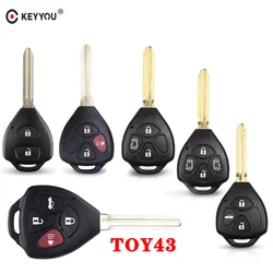 KEYYOU-funda de llave de coche con mando a distancia, 2/3/4 botones, carcasa FOB, para Toyota RAV4, Auris, Prado, Tarago, Camry, Corolla, REIZ, Crown, Avalon, Venza