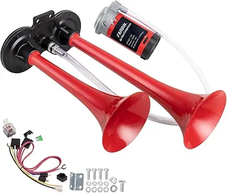 

Train Horn for Truck 12V Car horn Super Loud Air Horn 150db Dual Trumpet Truck Horns Kit with Compressor and Relay Wiring harnes