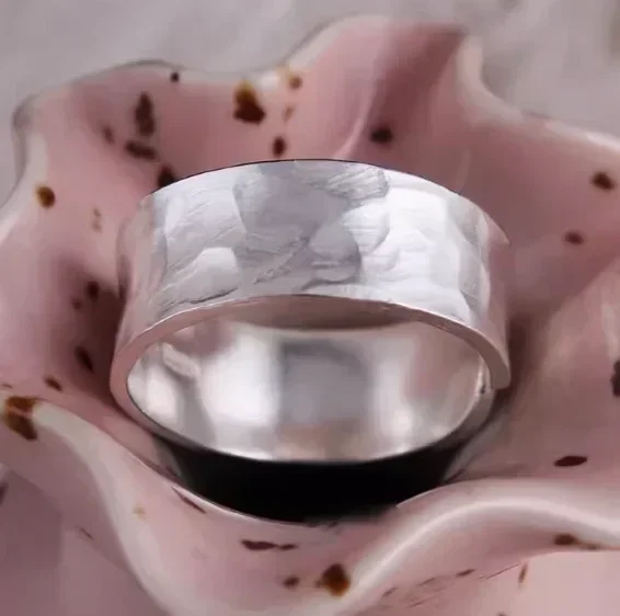 

100% promise real silver 999 jewelry pure silver rings adjustable ring finger ring for lovers hammered surface