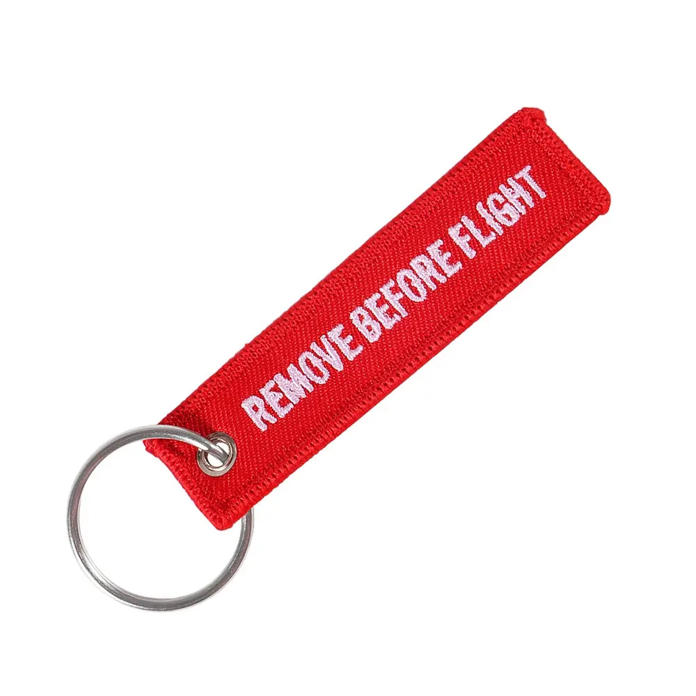 3PCS 8x2cm Mini REMOVE BEFORE FLIGHT Keychain For Trinkets Aviation Gift Promotion Christmas Gifts Key Tag Embroidery Key Chain