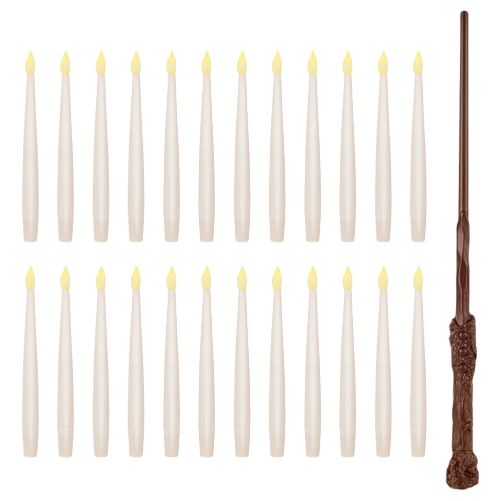 Luce calda tremolante con bacchetta LED candela conica senza fiamma candeliere portatile candele a LED galleggianti decorazioni per feste di Halloween