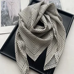 Nordic Design Brand Silk Scarves 16mm Silk Heavy Square Scarf 80*80cm Simple Strip Women  Silk Bandana