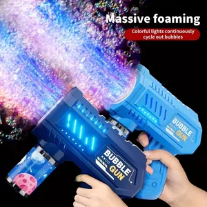 Fully Automatic Bubble Gun Rocket Bubbles Machine Automatic Blower with Bubble Liquid Toys for Kids Beach Outdoor Bubble Gifts