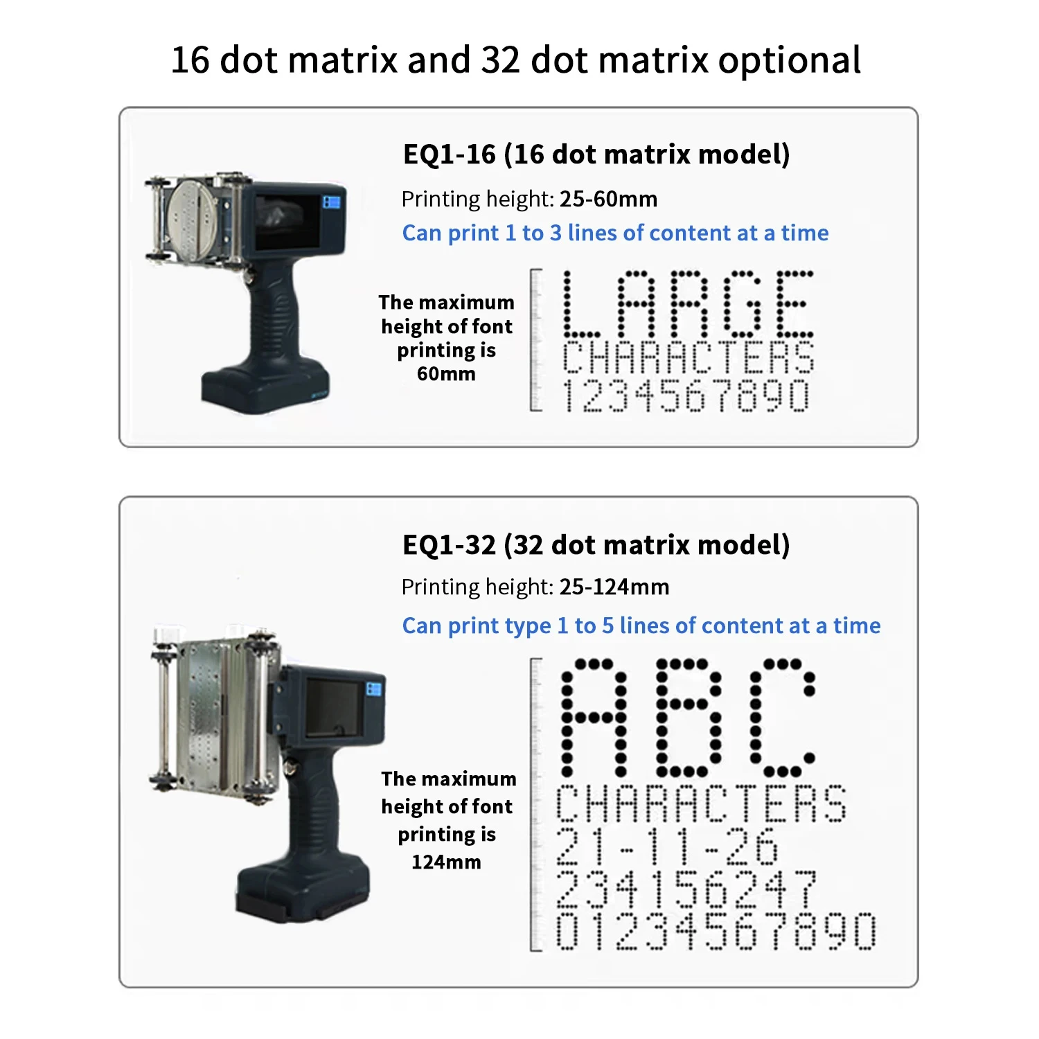 EURANNIT EQ1 Portable Handheld Inkjet Printer 25-60mm Inkjet Printer QR Barcode Batch Number Logo Expiry Date Multi-language