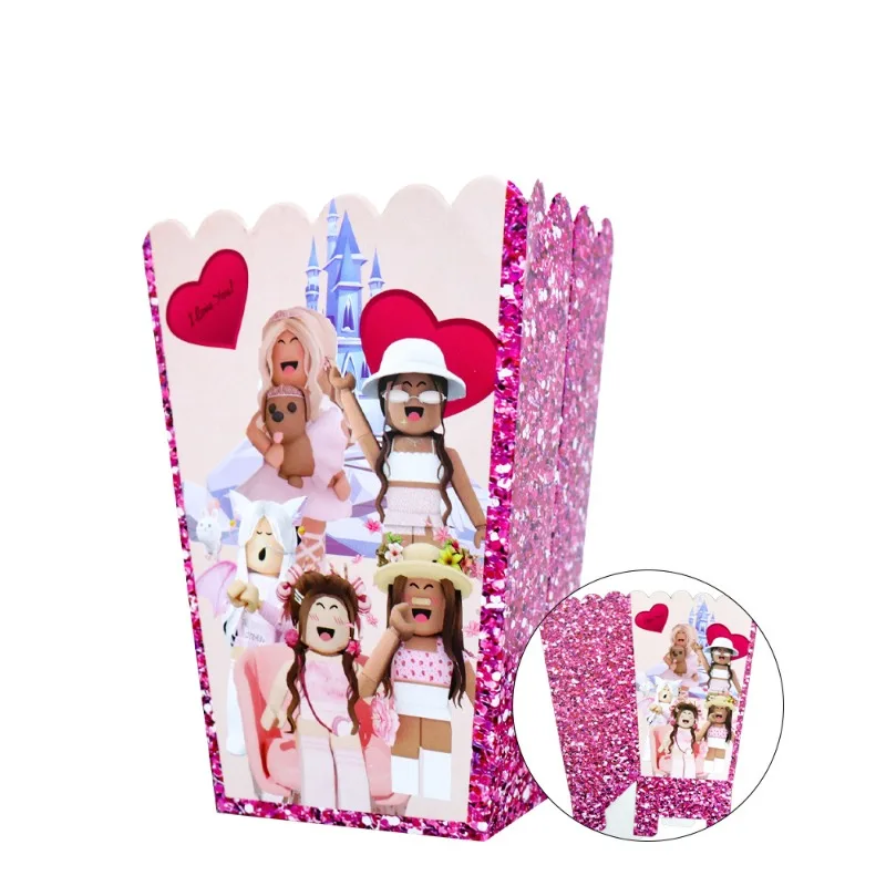 6 stücke Heißer ROBLOX Spiel Thema Mädchen Geburtstag Party Rosa Popcorn Box Tischdecke Candy Box Party Liefert Geschenke