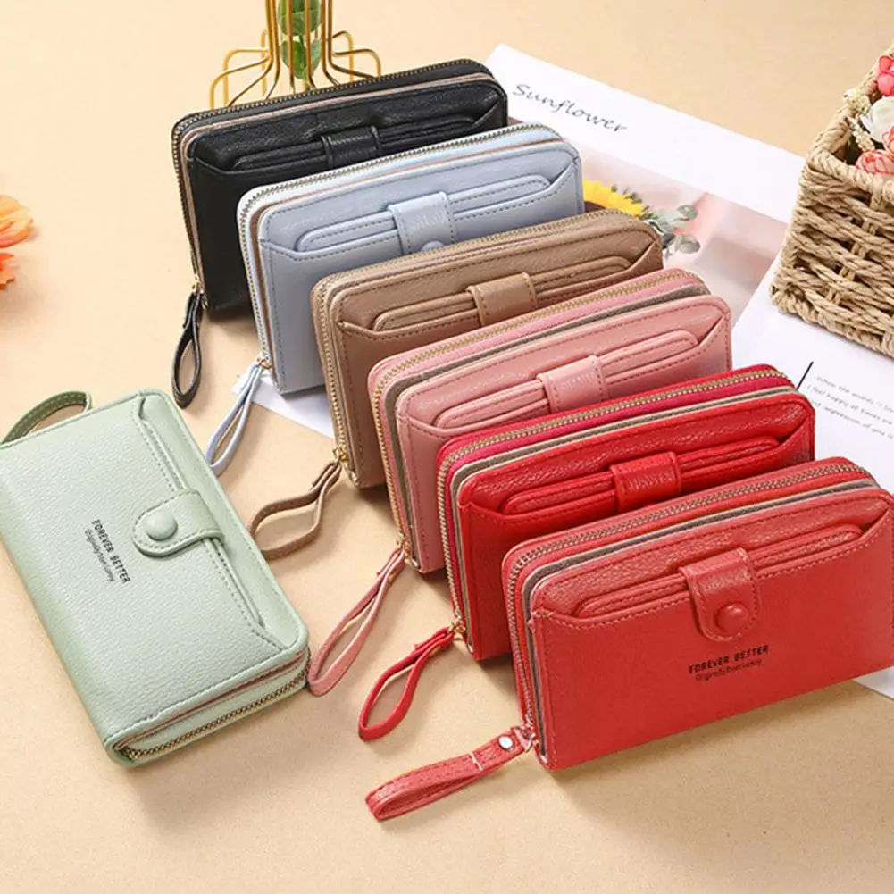 Women Wallet Coin Purse Zipper Hasp High Capacity Pocket Storage Delicate Sewing Long Fold Female Clutch Bag carteras para mujer