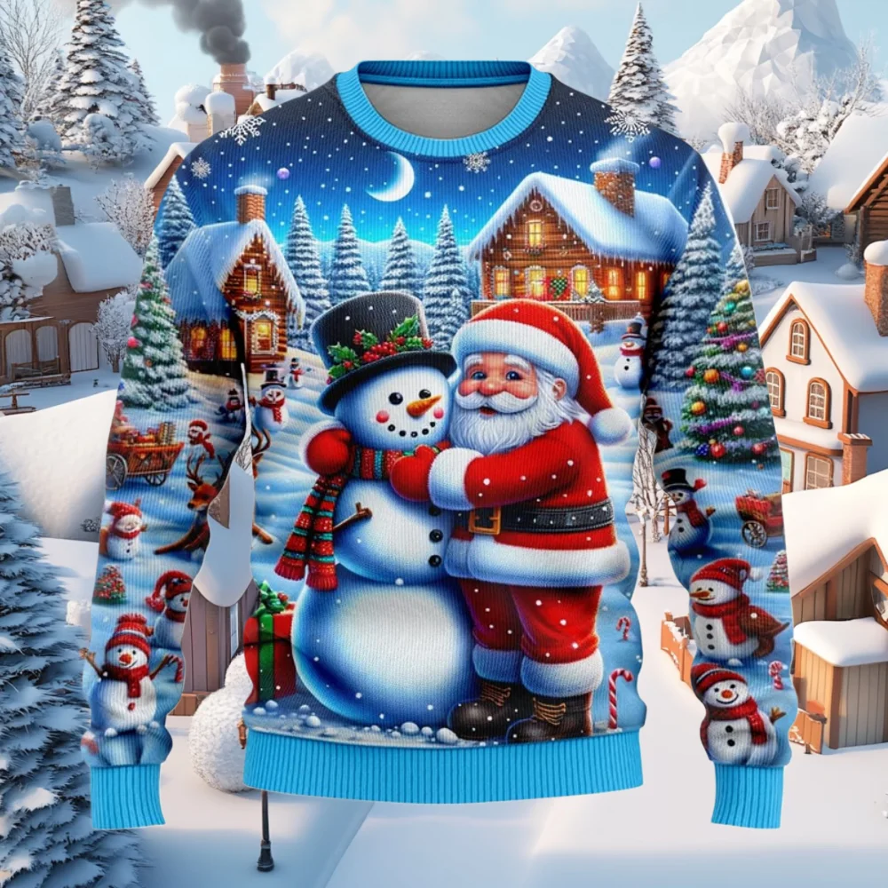 عيد الميلاد الرجال النساء البلوز 3D طباعة ثلج سانتا مطبوعة القبيح عيد الميلاد سترة للجنسين البلوز عطلة حزب قمم الموضة
