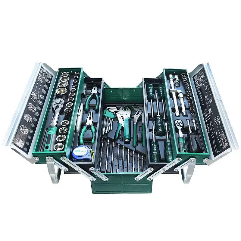 Bestseller 85-piece Chromium-vanadium Steel Auto Repair Tool Set Including Socket Wrenches 24-teeth Toolbox