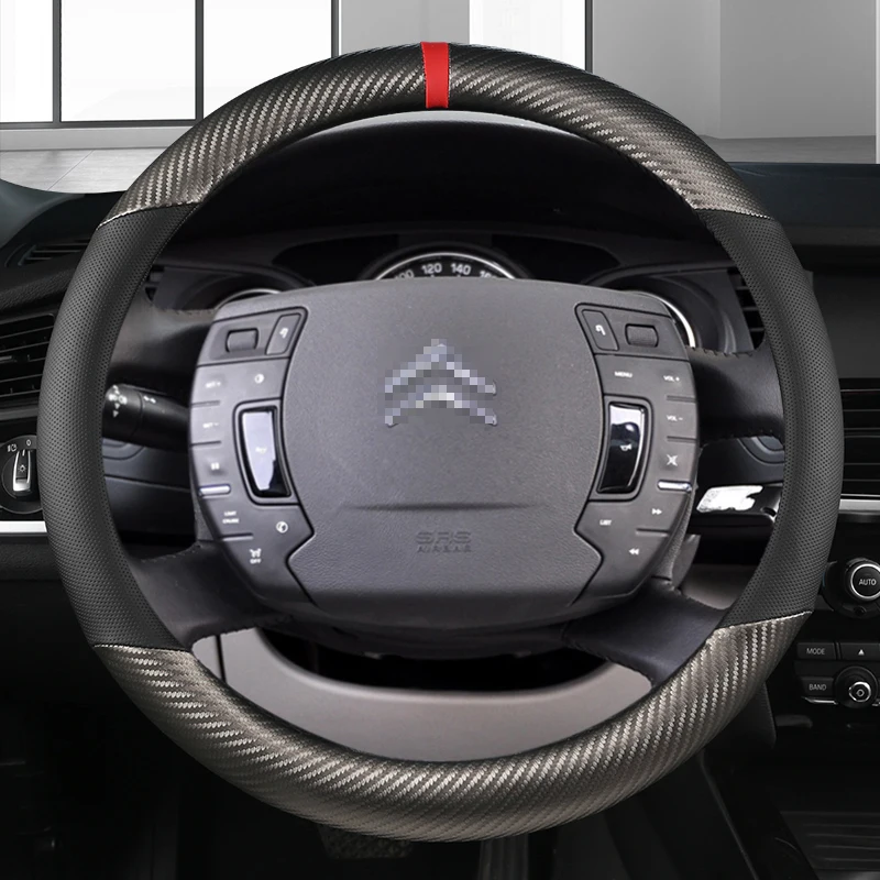 Car Steering Wheel Cover Carbon Fiber +Leather For Citroen C4 AIRCROSS C5 AIRCROSS C3-XR C4 PICASSO C4 C5 C6 Car Accessories