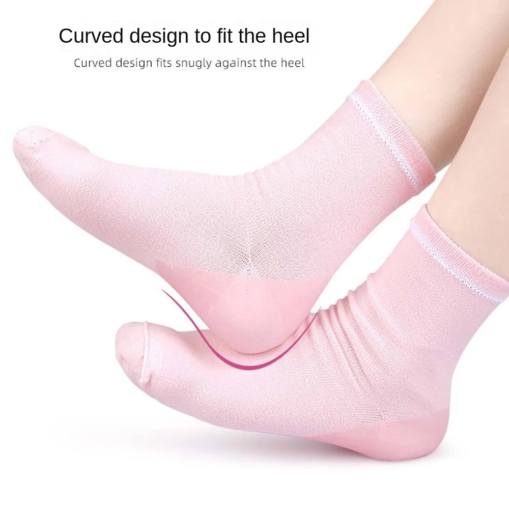 Heel Sleeve Pads Heel Gel Care Socks Plantar Fasciitis Support Female Socks Solid Color Ankle Socks Foot Skin Casual Short Socks