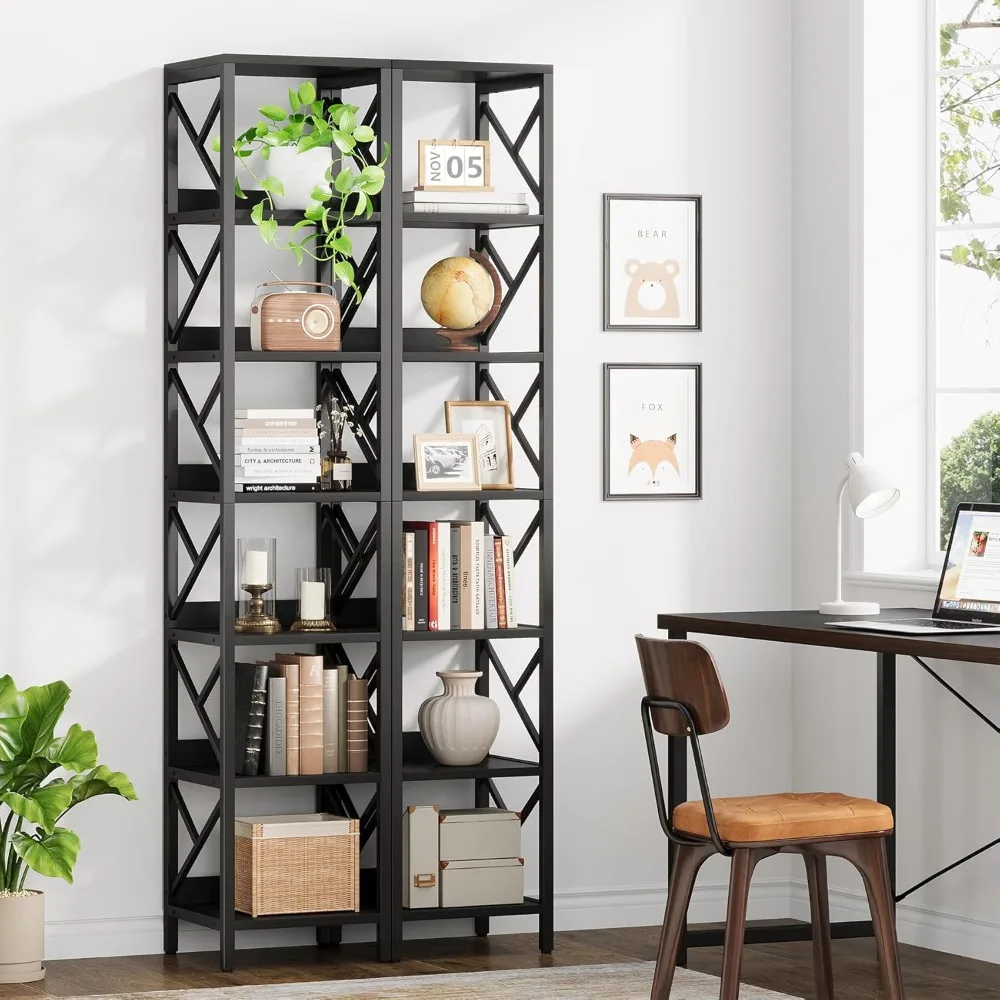 رف كتب ضيق بطول 78.7 بوصة، خزانة كتب ضيقة من 7 طبقات للمساحة الصغيرة، رف زاوية للعرض قائم بذاته، صناعة حديثة