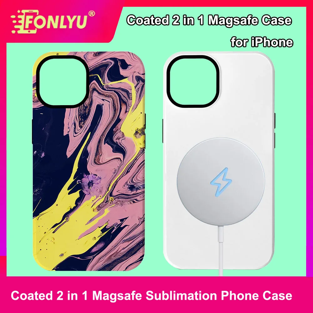 

Чехол FONLYU DIY с сублимационной теплопередачей для iphone 17 16 Pro Max 15 Plus 14 13 12 Mini 11 Air 2 в 1, задняя крышка Magsafe с покрытием