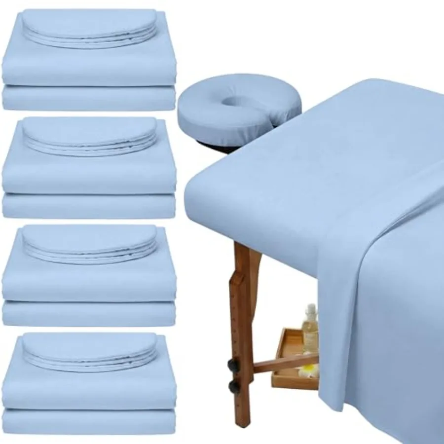 

Oudain 4 Sets 3 Pcs Soft Microfiber Massage Table Sheets Set Bulk Includes Massage Flat Sheet and Fitted Sheet and Face Rest Co