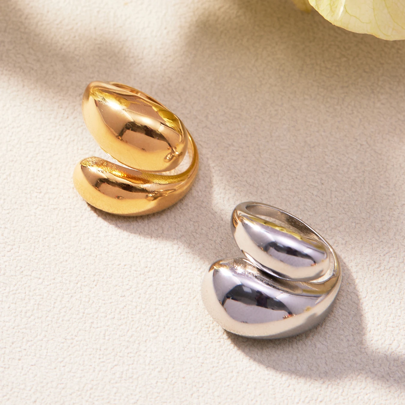 Liora الفولاذ المقاوم للصدأ 18K PVD مطلية بالذهب خواتم مفتوحة للنساء زركون الزفاف السبابة Mujer Anillos مجوهرات هدية #4