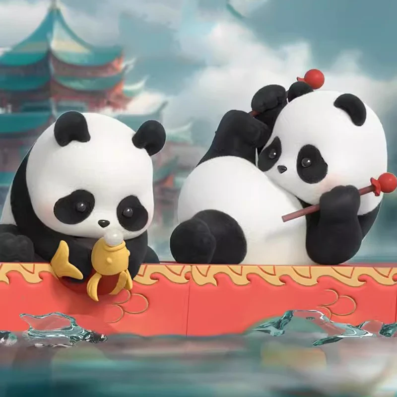 Panda Roll Blind Box Toys, Barco ao longo do rio, Série do Festival do Barco-Dragão, Caixa Misteriosa, Figuras de Animais Bonitos, Presente de Decoração