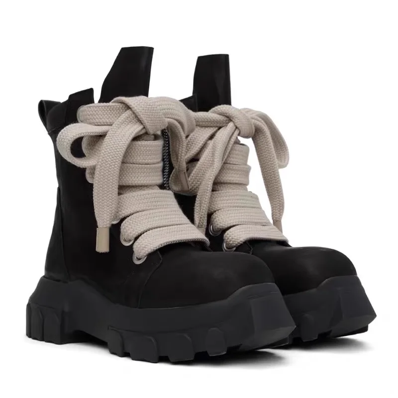 British style mens casual stage nightclub platform boots black designer shoes cowboy natural leather boot trendy high botas mans