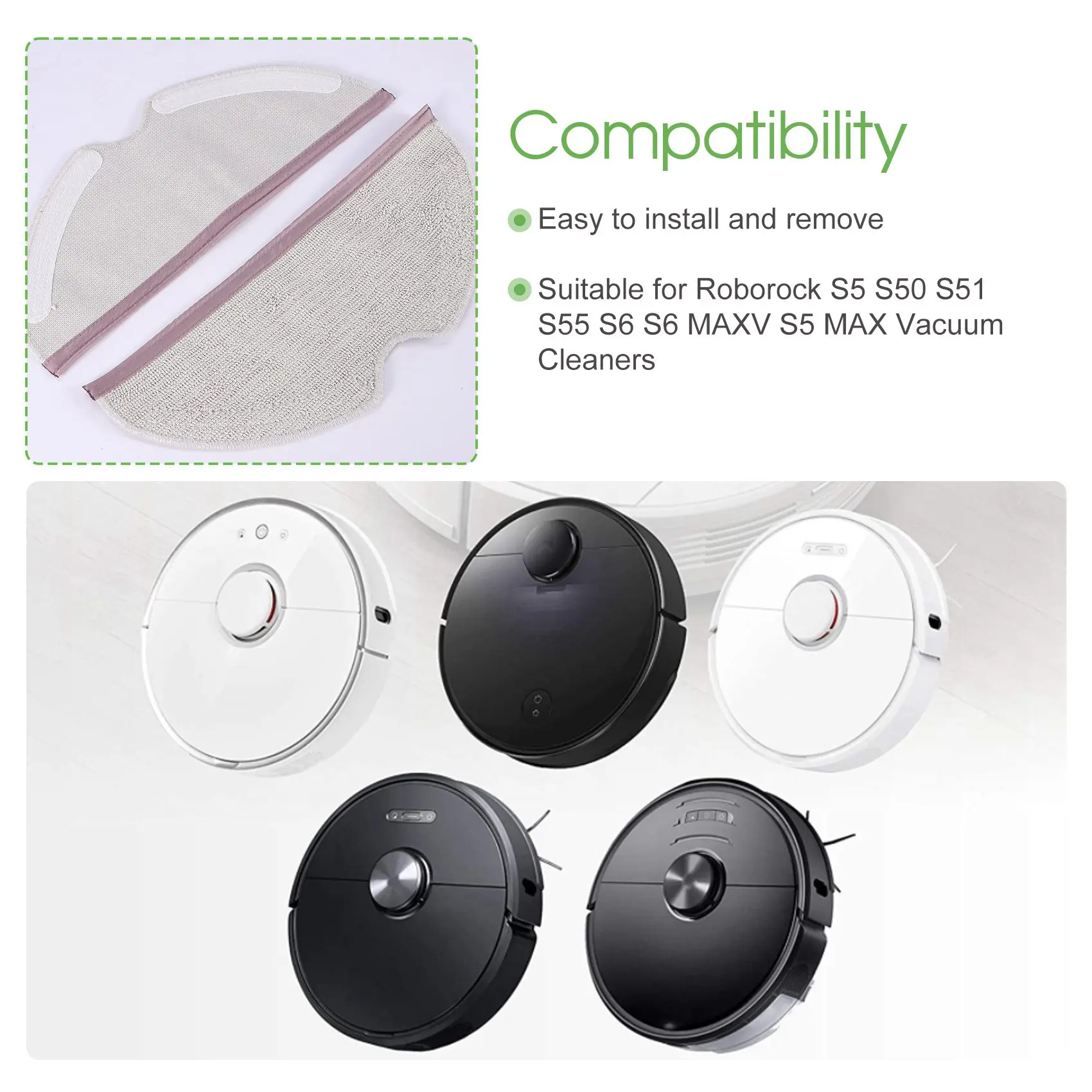 

A38T-10 шт. салфетки подходят для пылесосов Xiaomi Roborock S5 S50 S51 S55 S6 S6 MAXV S5 MAX, многоразовые и моющиеся