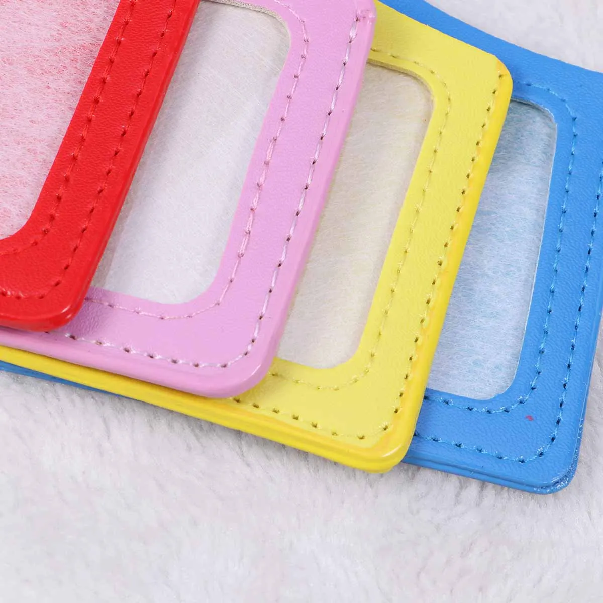 

8pcs Transverse Style PU ID Badge Holder Pass Pouch Case with Retractable Pull Clip for School Office Company