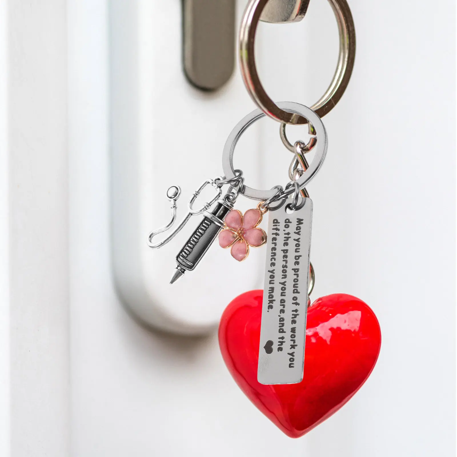 Delicate Doctor Key Ring Ornament Symbol Keychain Gift for Her Bag Pendant Purse Charm Women Key Accessory
