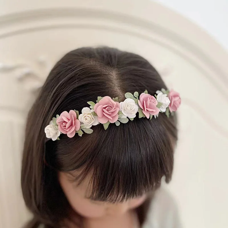 Dusty Pink White Flower Girl Headband  Alice band Headband