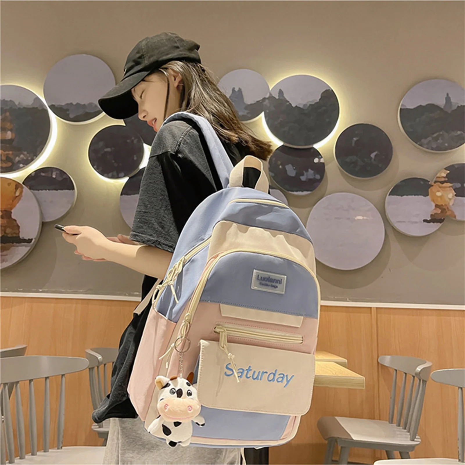 Waterproof Schoolbag for Girls Anti Theft Daypack with Front Utility Pocket for Primary School Bags Travel Back Pack