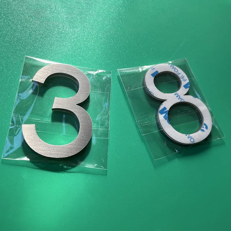 60 مللي متر الفولاذ المقاوم للصدأ الذاتي لاصق رقم البيت ملصق معدني لوحة الباب المنزل لوحة أرقام تسجيل لأرقام الشارع صندوق البريد